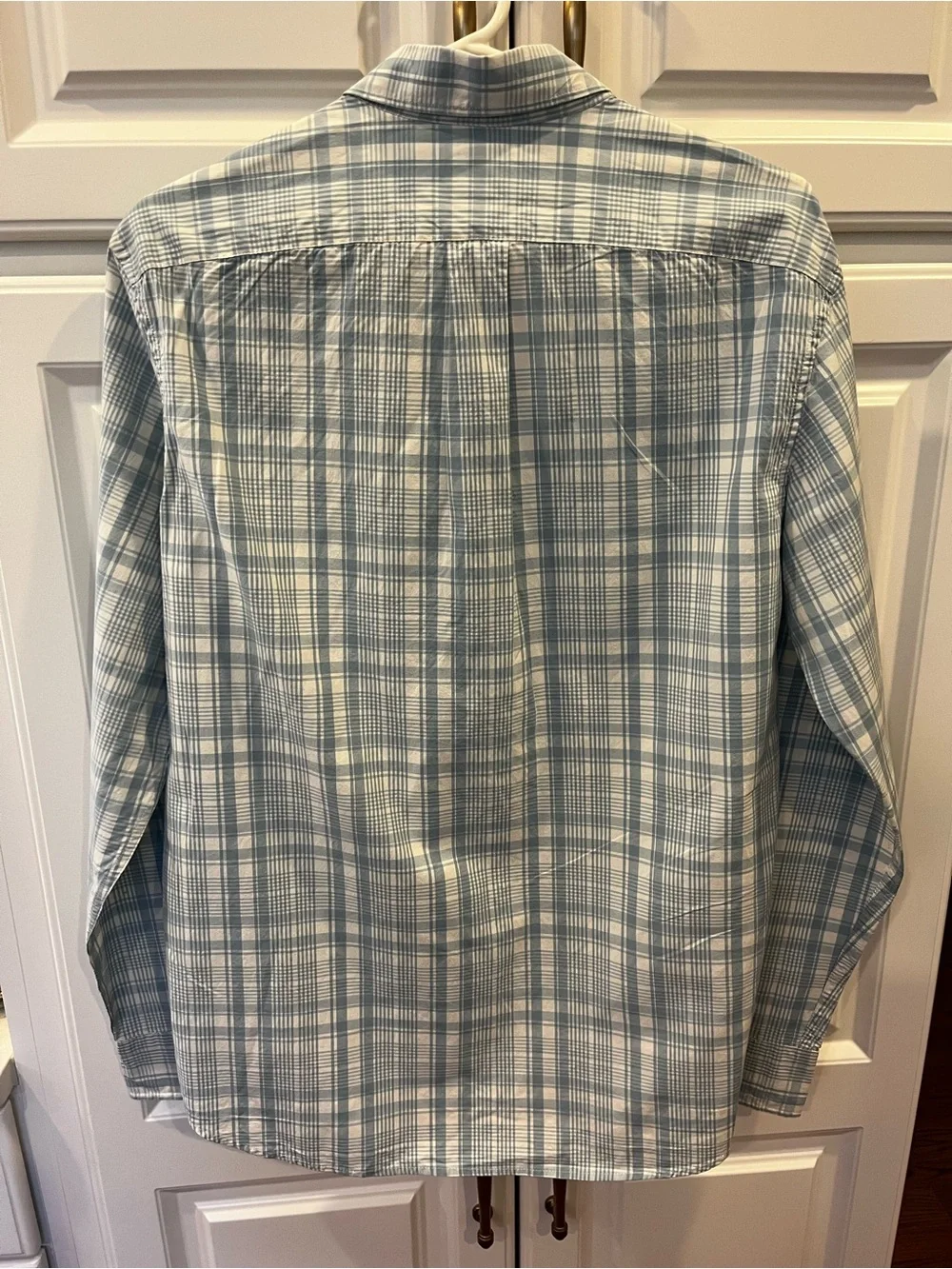 J. Crew Men’s Light Blue and White Plaid Button-Down Shirt